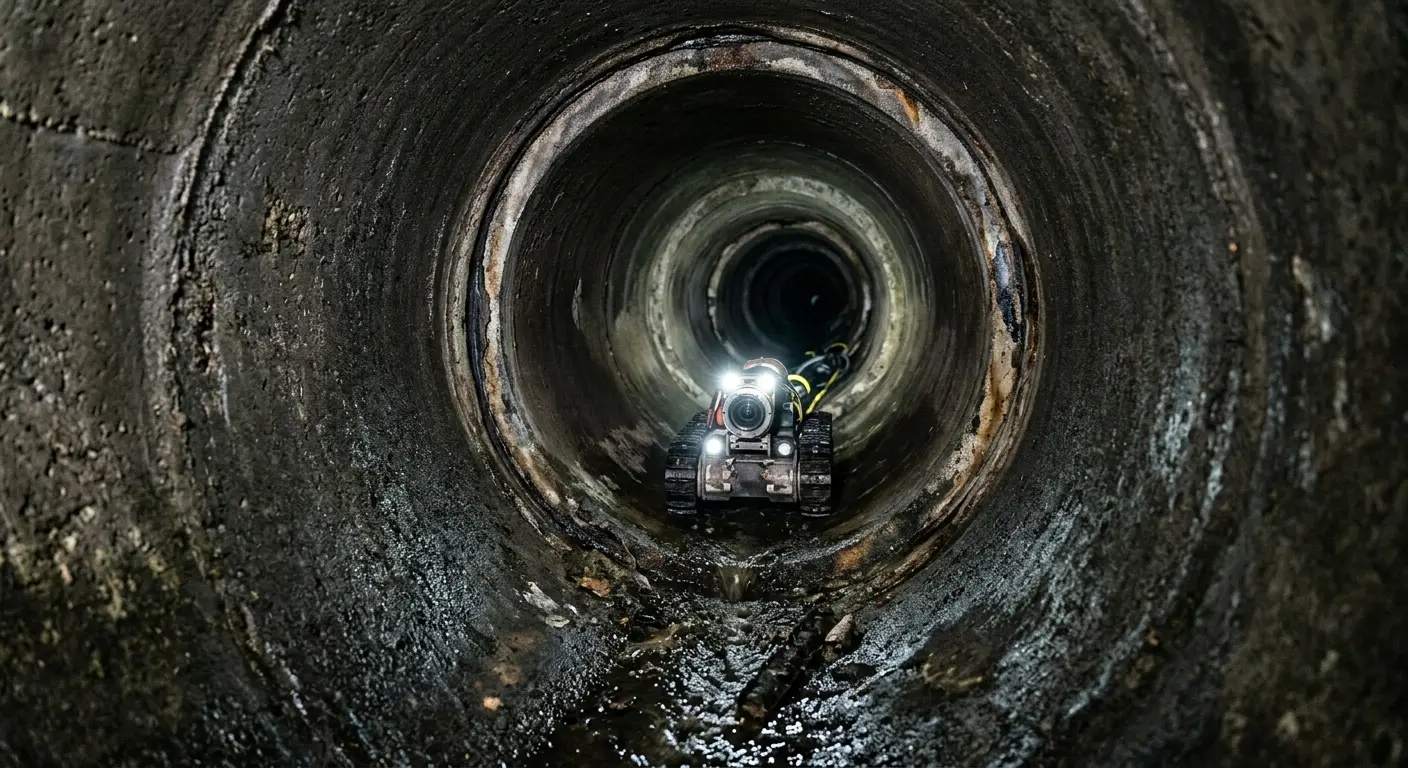 Robotic sewer camera inspecting pipe interior for Sewer Line Repair in Shrewsbury
